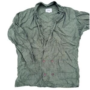 Flax Women's Olive Green Linen Double BreastedBlazer